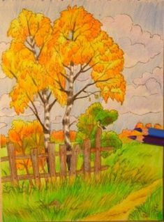 Рисунки природы красками поэтапно для начинающих. Как рисовать осенние пейзажи: простые техники рисования. Landscape Architecture Drawing, Landscape Design Plans, Landscape Drawings, Landscape Paintings, Painting For Kids, Drawing For Kids, Front Yard Flowers, Scenery Paintings, Autumn Art