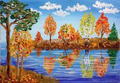 Блог Яковлевой Натальи Autumn Painting, Autumn Art, Fall Art Projects, Creation Art, Jr Art, Kids Art Class, Pressed Flower Art, Art Drawings For Kids, Preschool Art