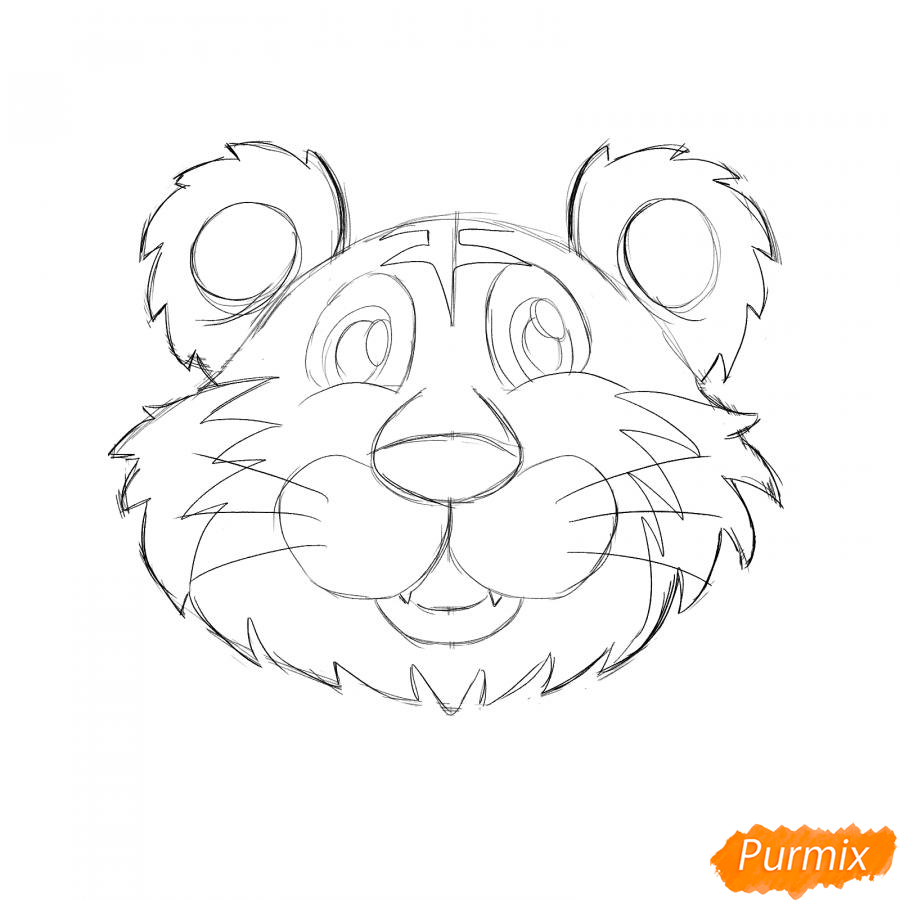 Рисуем морду тигра ребенку - шаг 5
