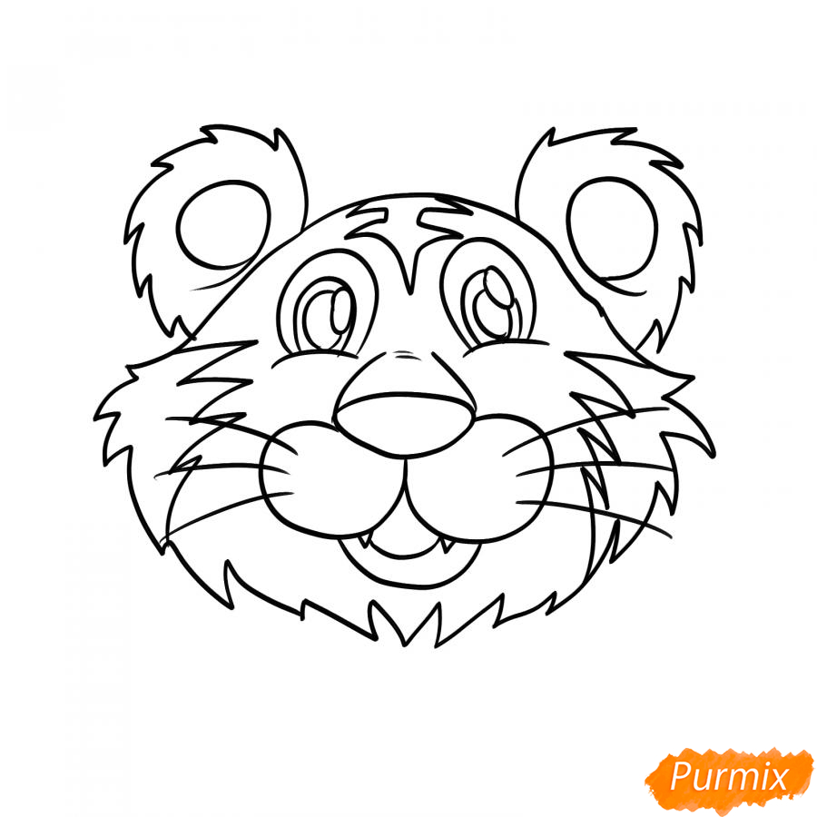 Рисуем морду тигра ребенку - шаг 6