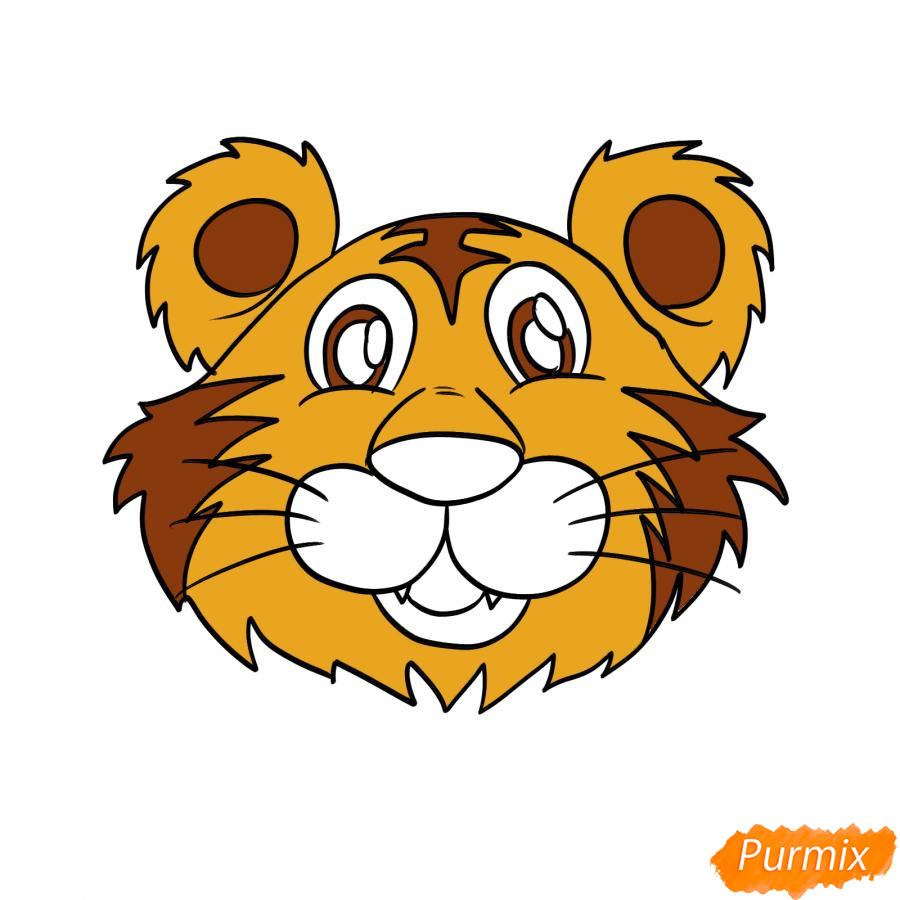 Рисуем морду тигра ребенку - шаг 7