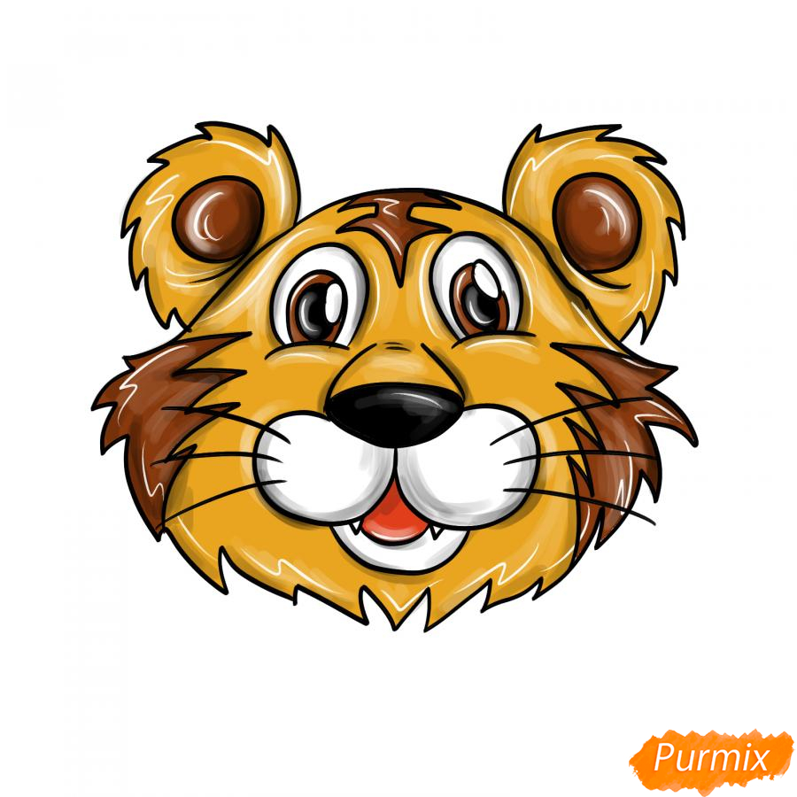 Рисуем морду тигра ребенку - шаг 9