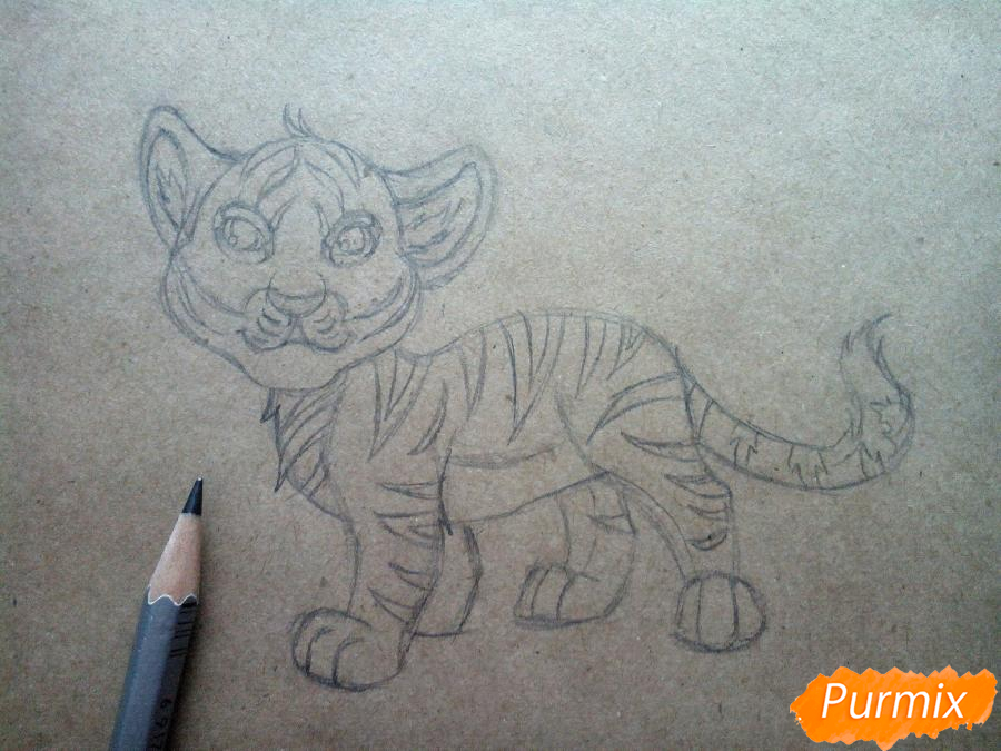 Рисуем тигрёнка - шаг 5