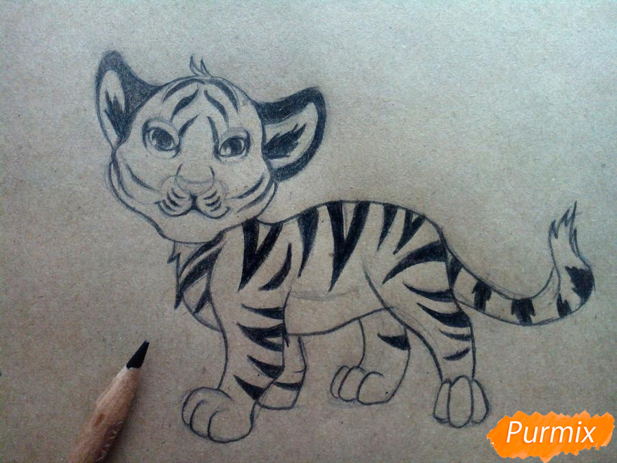 Рисуем тигрёнка - шаг 6