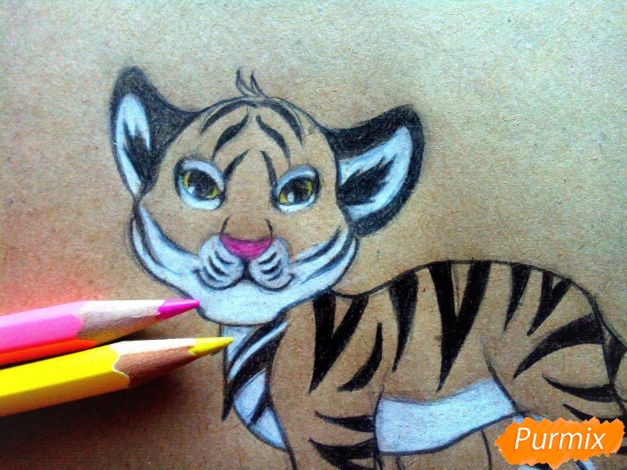 Рисуем тигрёнка - шаг 8