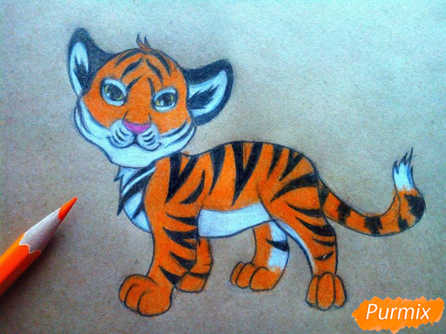 Рисуем тигрёнка - шаг 9