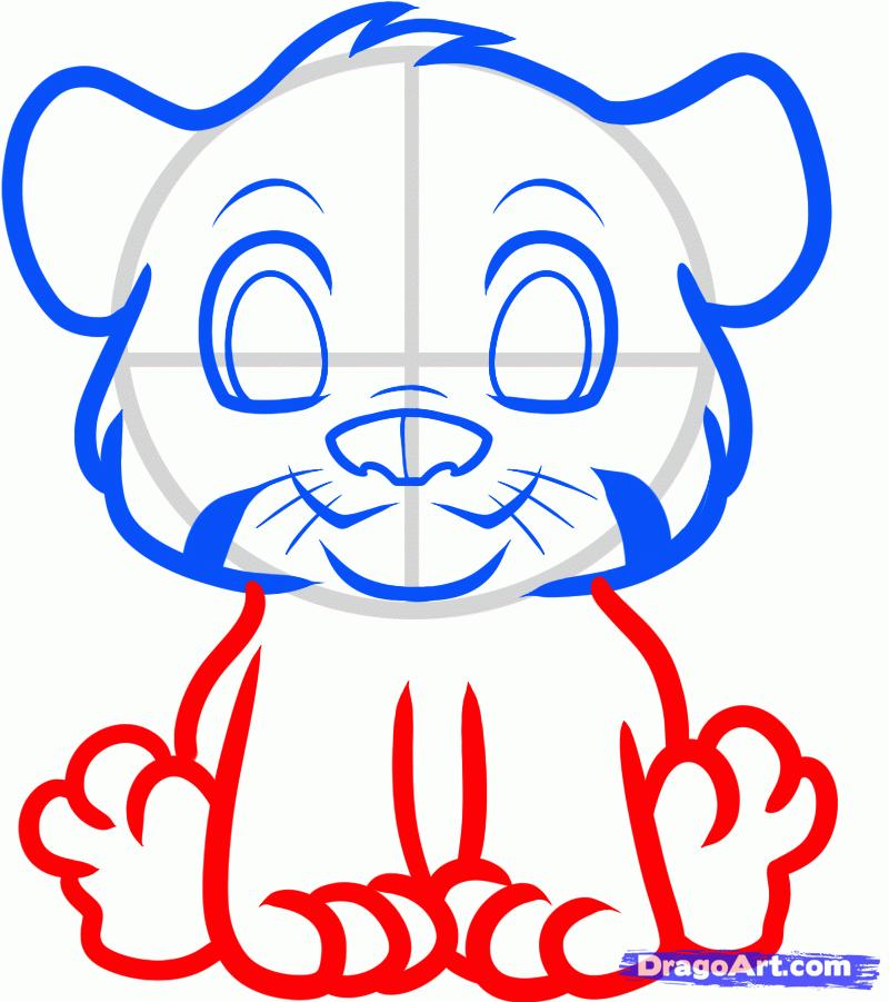 Рисуем тигрёнка для детей - шаг 4