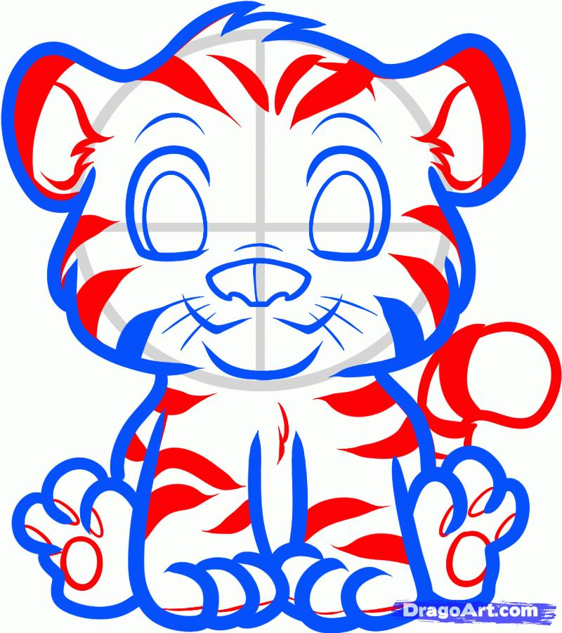 Рисуем тигрёнка для детей - шаг 5