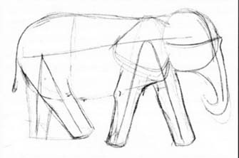 Рисуем слона в движении - шаг 1