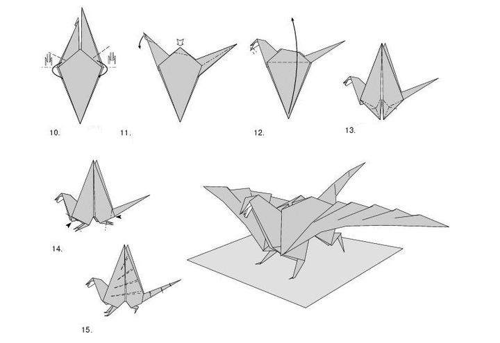 Этап изготовления дракона-оригами