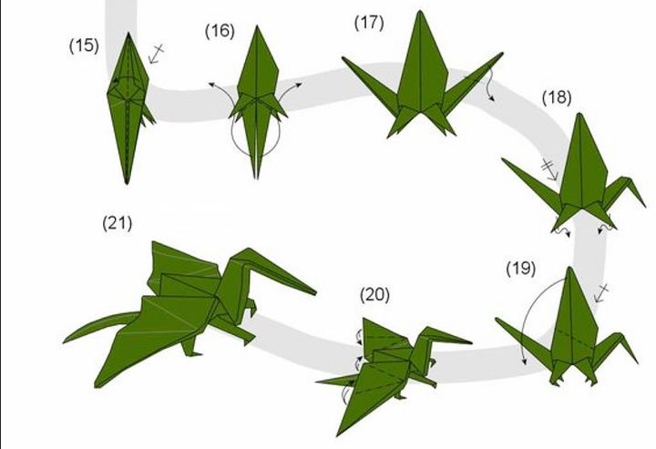Этап изготовления дракона-оригами