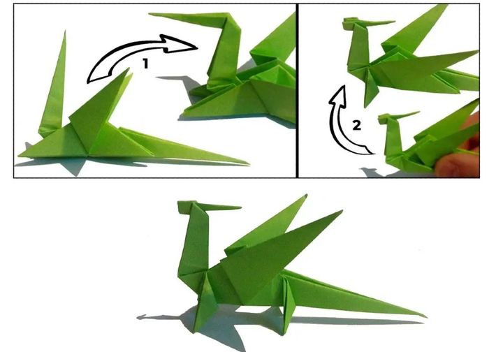 Схема сборки оригами-дракона