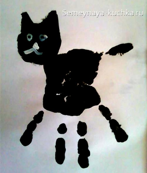 рисунки ладошками кошка