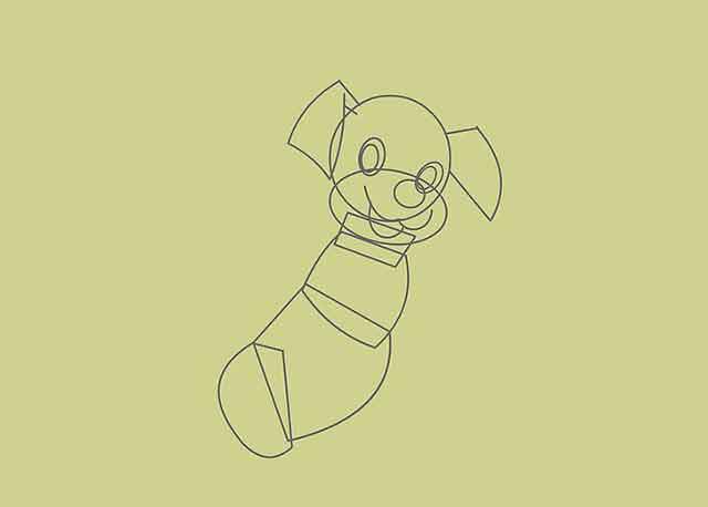 Как нарисовать мультяшного щенка - Это будет нижняя часть спины щенка.