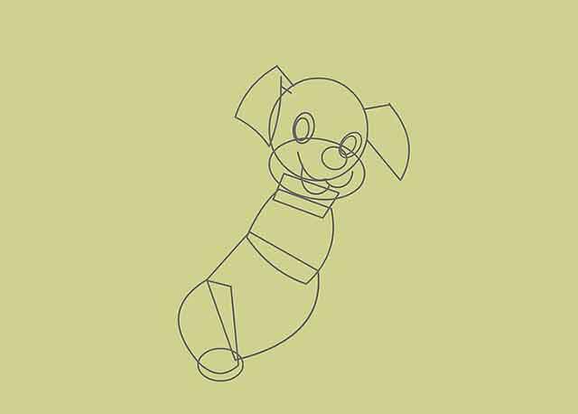Как нарисовать мультяшного щенка - Этот маленький овал будет лапой задней ноги.