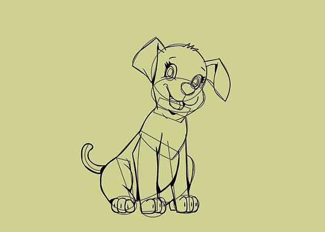 Как нарисовать мультяшного щенка - Добавьте больше мелких деталей 