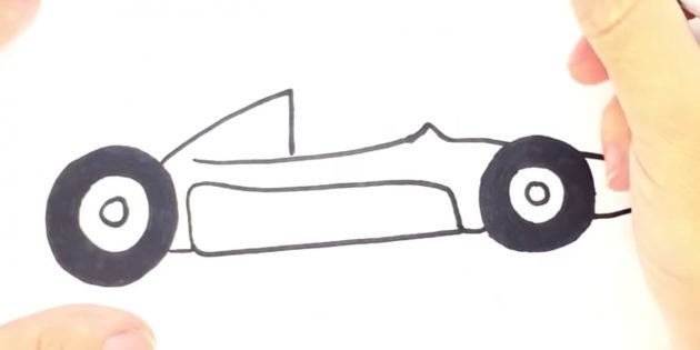 Как нарисовать гоночную машину: нарисуйте низ машины