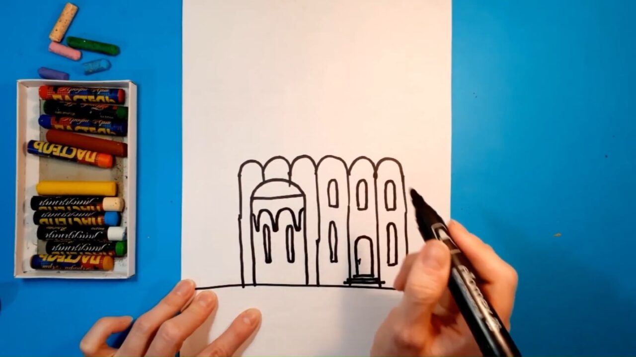 Как нарисовать церковный храм карандашами или фломастерами