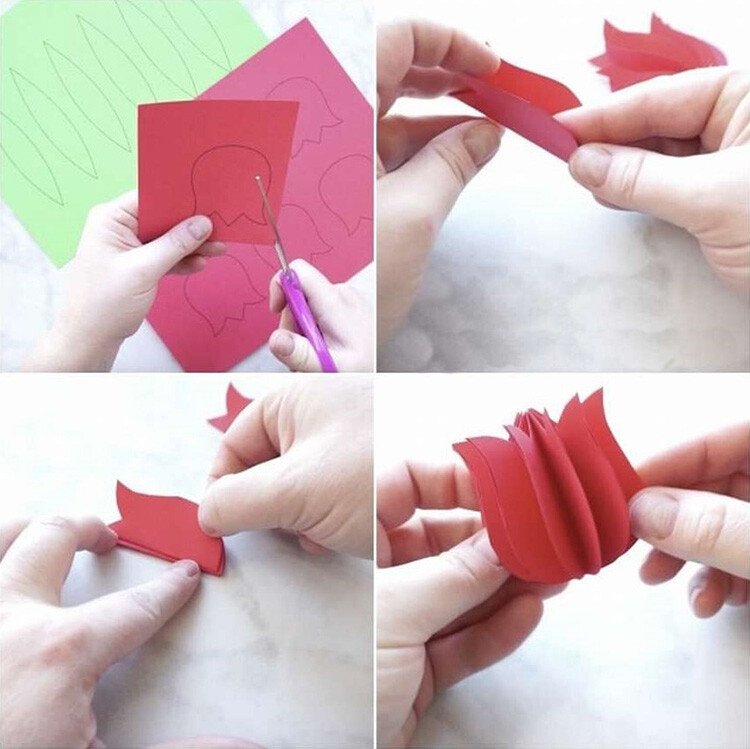 3D-открытка из тюльпанов своими руками. Шаг 1