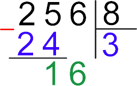 Пример деления в столбик трехзначного числа на однозначное