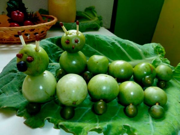 Гусеница из зеленых помидоров