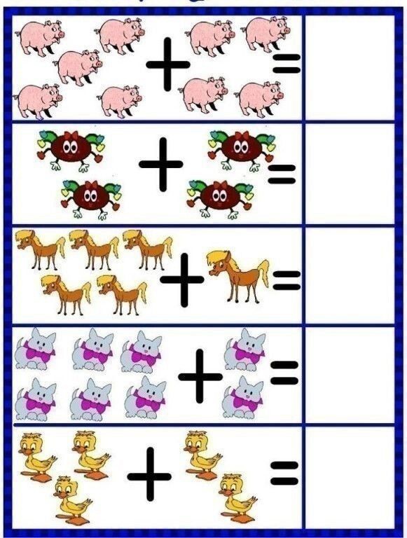 Примеры для дошкольников 5-6 лет по математике для подготовки к школе (распечатать бесплатно)
