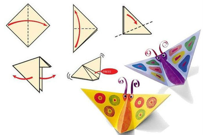 Цветные бабочки оригами